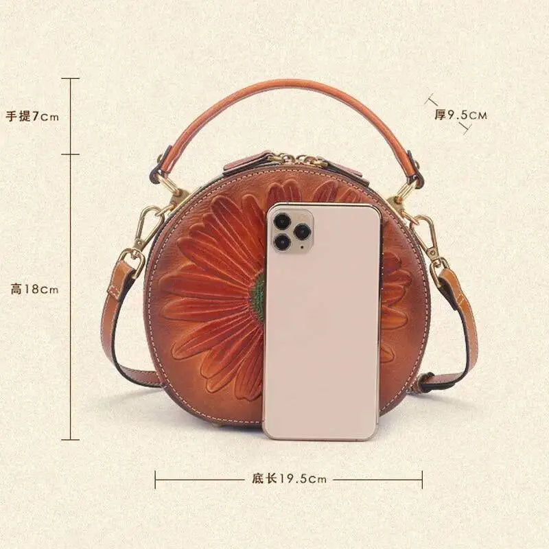 Mala Luna Floral Vintage – Em Couro Genuíno Premium