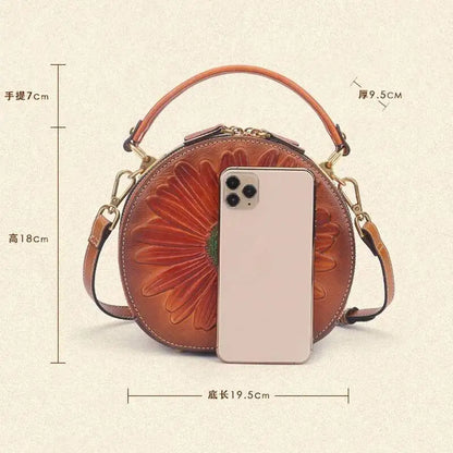 Mala Luna Floral Vintage – Em Couro Genuíno Premium