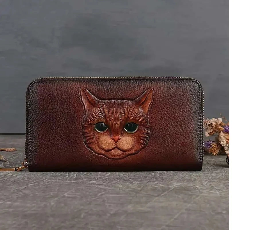 Carteira Gato Luna Vintage – Em Couro Genuíno Premium