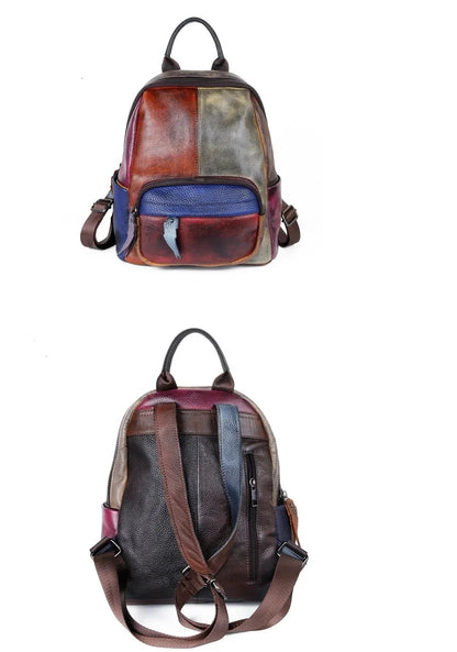Mochila Patchwork Diana Vintage – Em Couro Genuíno Premium