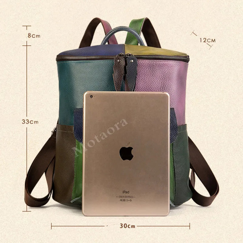 Mochila Aurora Patch Vintage – Em Couro Genuíno Premium