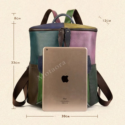 Mochila Aurora Patch Vintage – Em Couro Genuíno Premium