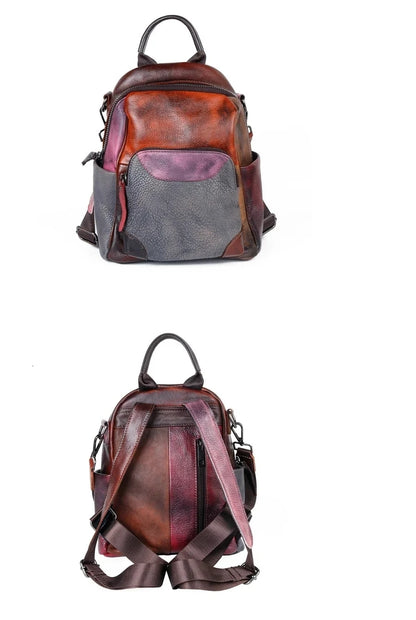 Mochila Patchwork Diana Vintage – Em Couro Genuíno Premium