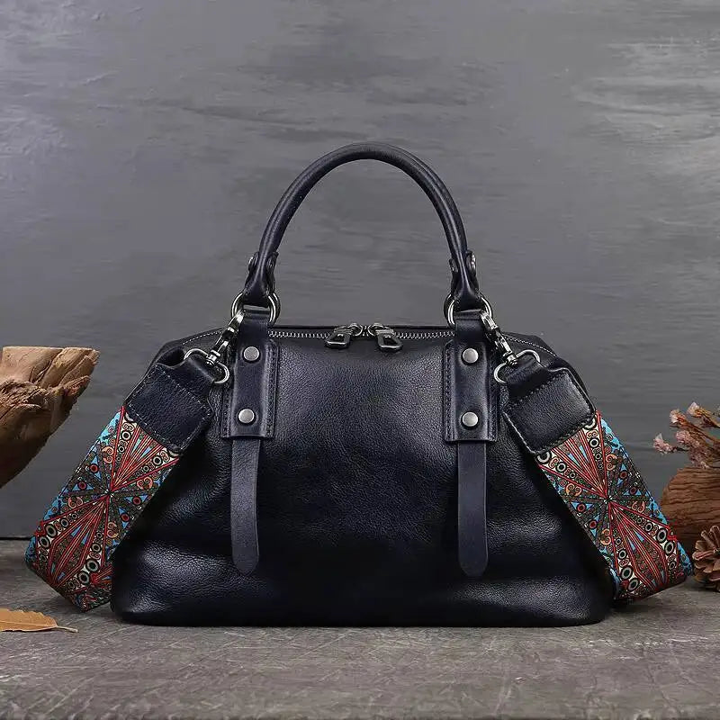 Mala Boston Serena Vintage – Em Couro Genuíno Premium