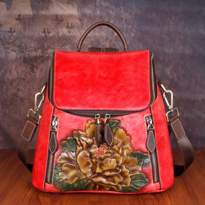 Mochila Floral Matilde Vintage – Em Couro Genuíno Premium