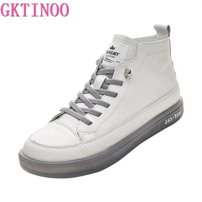Women's Genuine Leather Lace-Up Sneakers