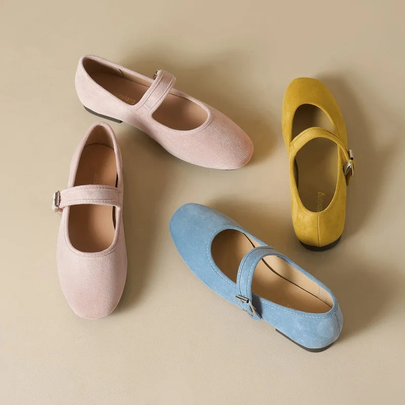 Edana San - Comfortable Flat Shoe (In Suede Leather)