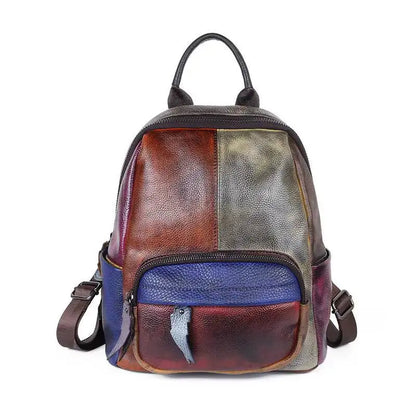 Mochila Patchwork Diana Vintage – Em Couro Genuíno Premium