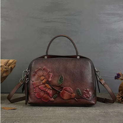 Bolsa Verona Vintage – Couro Genuíno com Relevo Artesanal