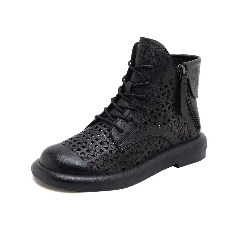 GKTINOO Women's Genuine Leather Cut-Out Breathable Boots