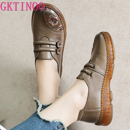 GKTINOO Women's Genuine Leather Comfortable Casual Loafers