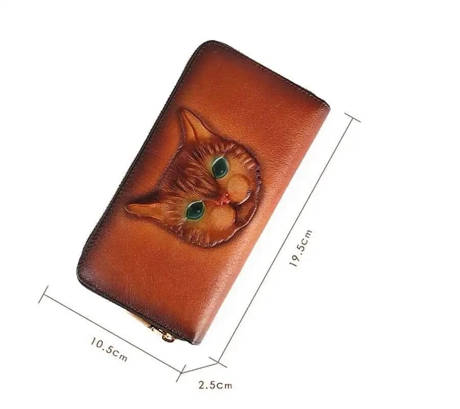 Carteira Gato Luna Vintage – Em Couro Genuíno Premium