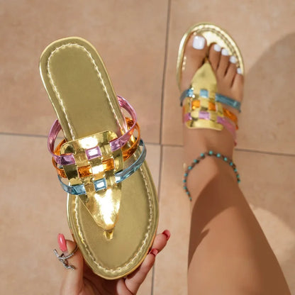 Celeste Arco-Íris – Chinelos Rasos Multicoloridos