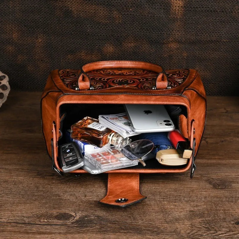 Mala Tote Amélia Vintage – Acabamento Floral de Alta Qualidade