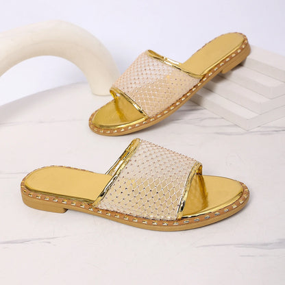 Sandálias Riviera Crystal – Elegância Minimalista para os Dias de Verão