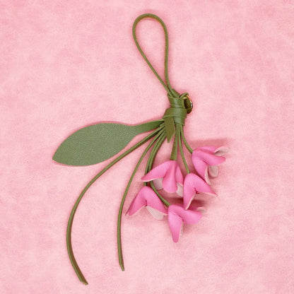 Pendentif sac à main fleuri en cuir PU, marque originale, design exquis, fait main, pendentif fleur artificielle osmanthus tulipe porte-clés