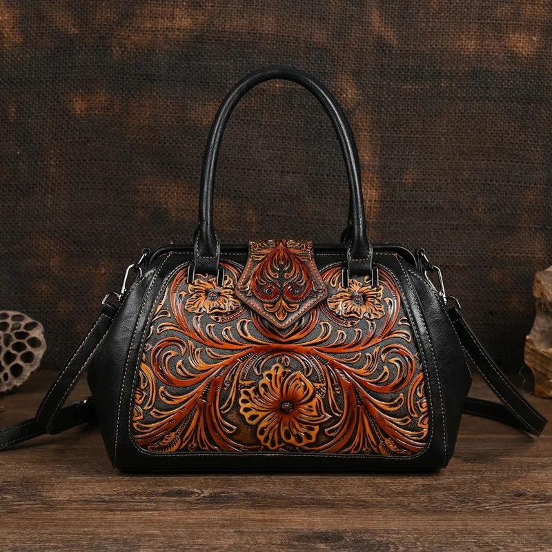 Mala Tote Amélia Vintage – Acabamento Floral de Alta Qualidade