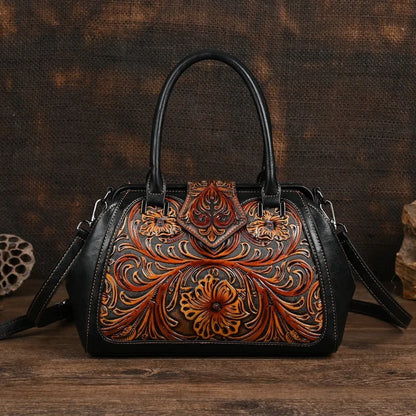 Mala Tote Amélia Vintage – Acabamento Floral de Alta Qualidade