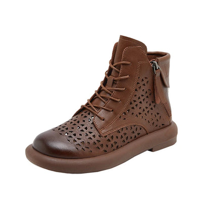 GKTINOO Women's Genuine Leather Cut-Out Breathable Boots