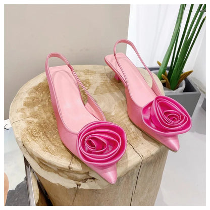 Sapatos Elegantes Flor de Cetim – Salto Fino