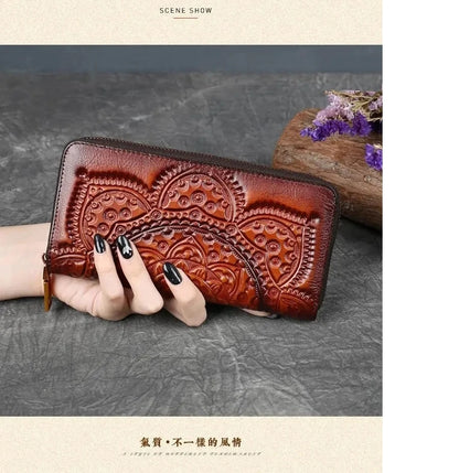 Carteira Floral Mei Vintage – Em Couro Genuíno Premium