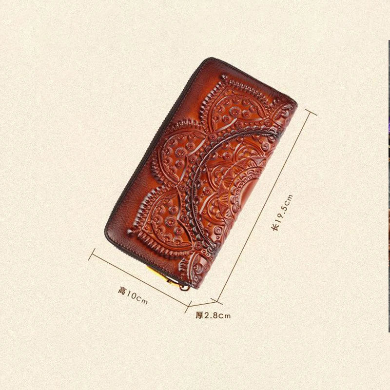 Carteira Floral Mei Vintage – Em Couro Genuíno Premium